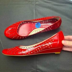 Enzo Angiolini Red Patent Cutout Ballet Flats 6.5
